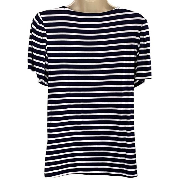 NWT ~ CABLE & GAUGE Black & White Herringbone Flutter Sleeve Top WHBM ~ SMALL - Picture 2 of 3